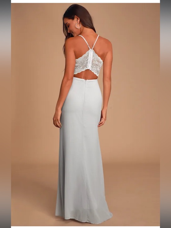 Lulus Dresses & Skirts - NWT- Story of a Starry Night Lavender Grey Backless Lace Maxi Dress